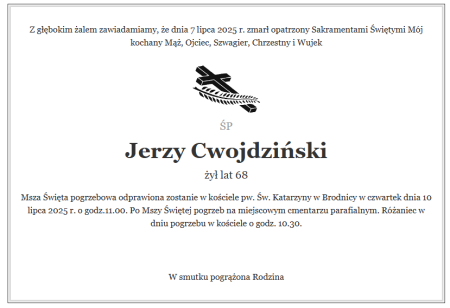 ZMARŁ PAN JERZY CWOJDZIŃSKI...