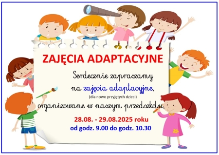 ZAJĘCIA ADAPTACYJNE W PRZEDSZKOLU